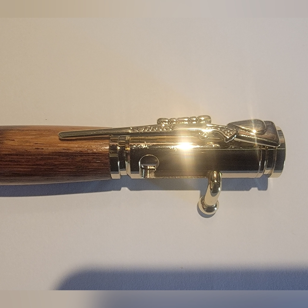 Elegant Bolt Action Gold and Wood Pen - Picture 2 of 4